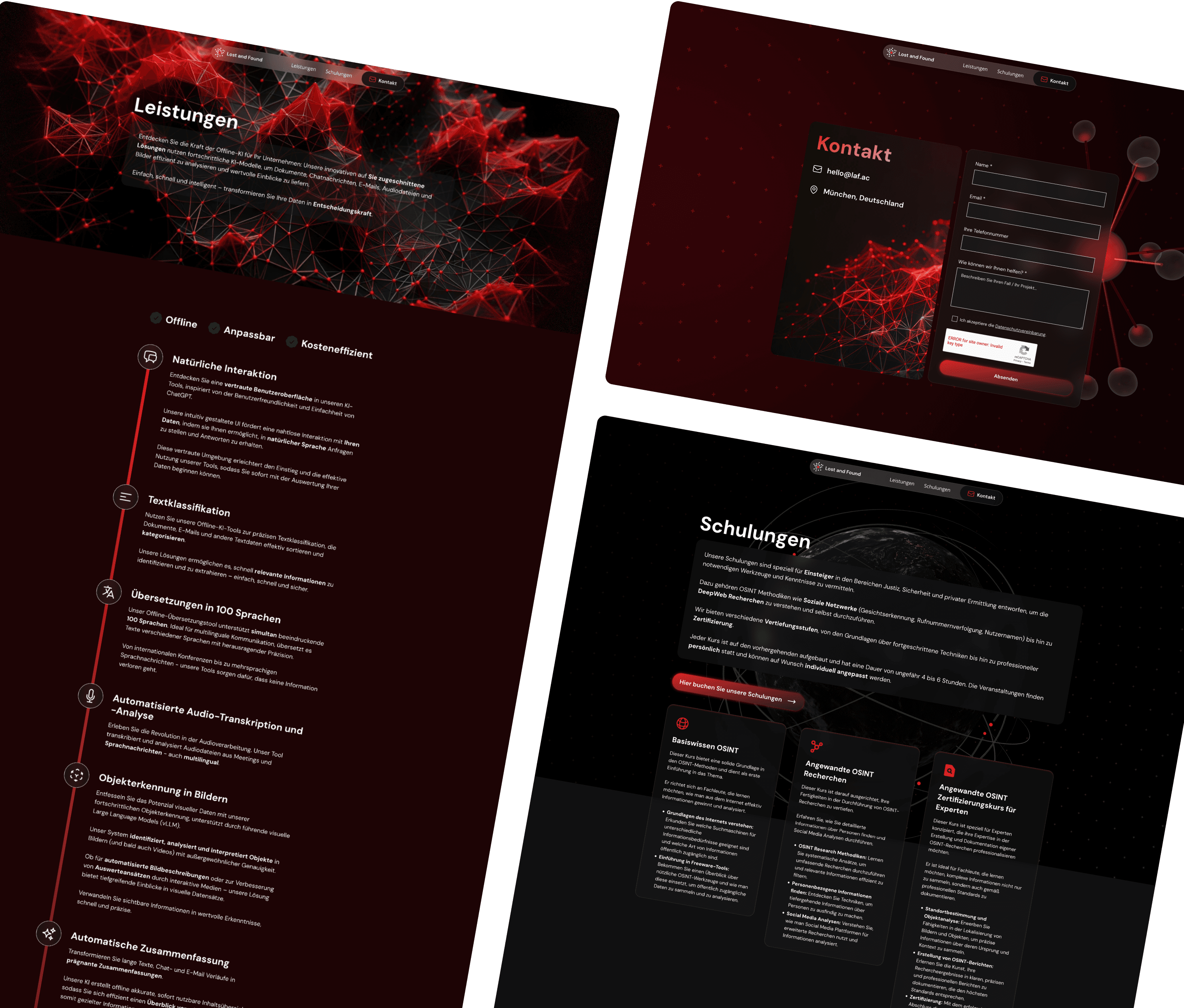 Lost and Found Overview of screens
